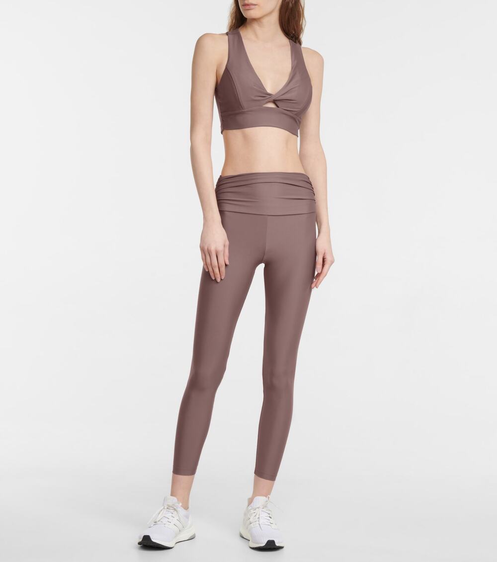 Lanston Sport Parker High Rise Ruched Taupe Yoga Leggings Size L